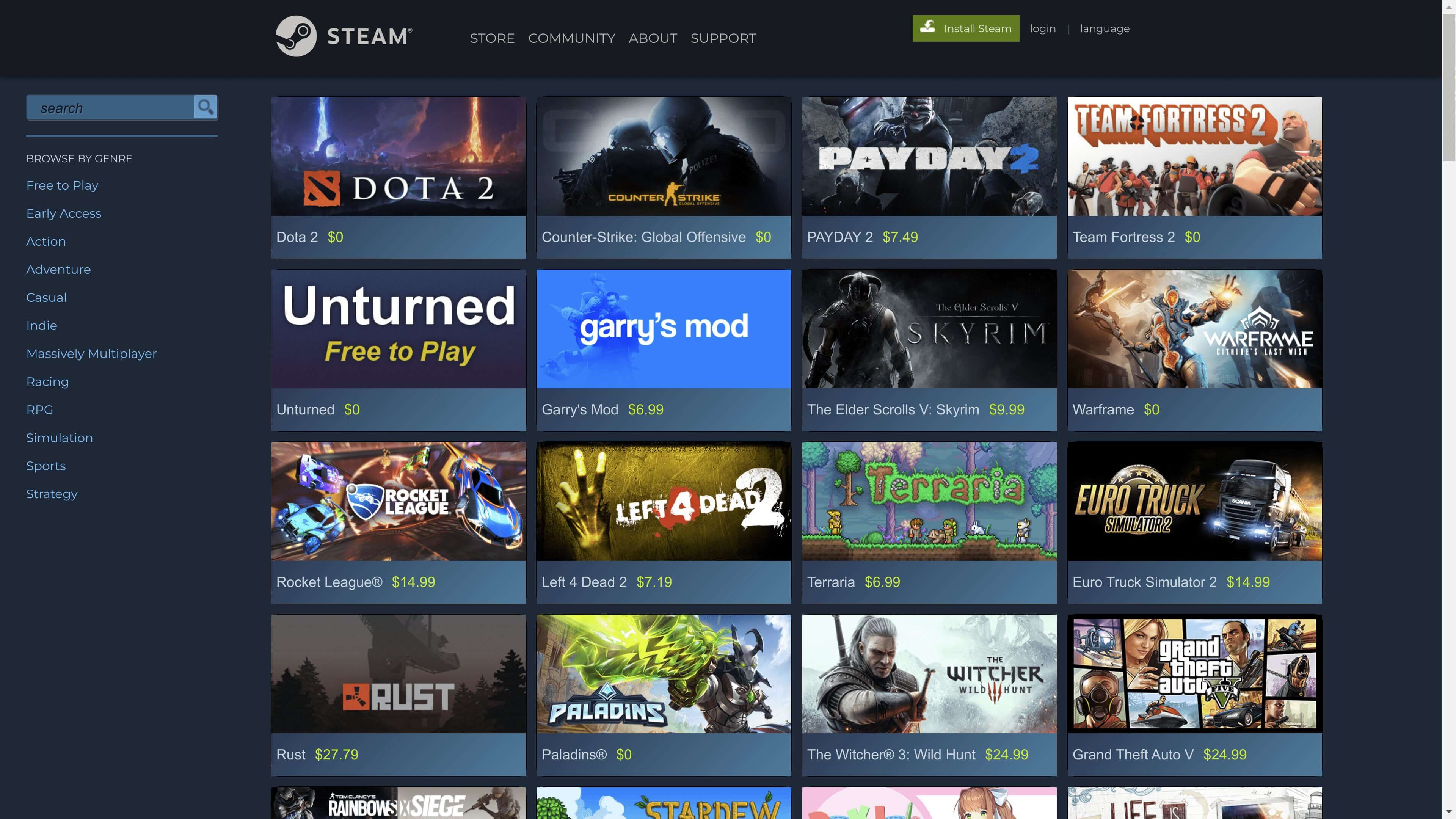 Steam Game Shop